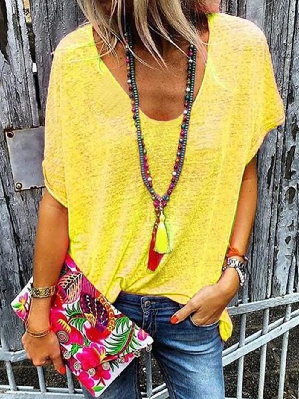 Full Size Scoop Neck Short Sleeve T-Shirt, image 7