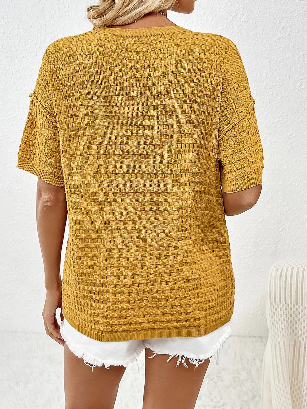 Round Neck Half Sleeve Knit Top, image 8
