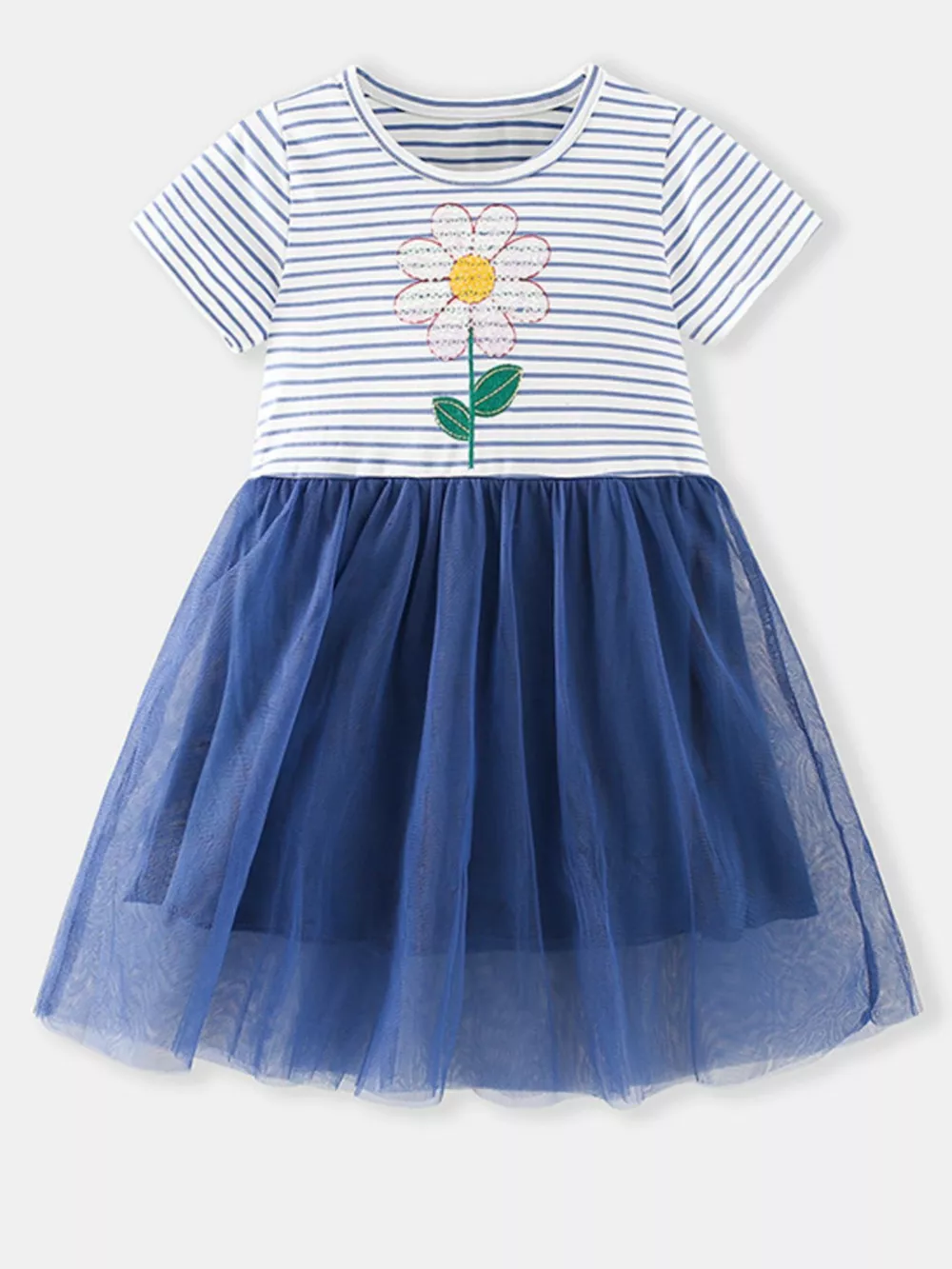 Children's Striped Flower Tulle Dress, image 5