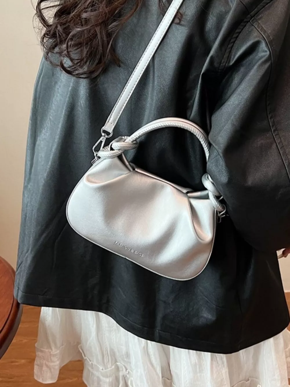 Knot Handle Ruched Crossbody Bag, image 9