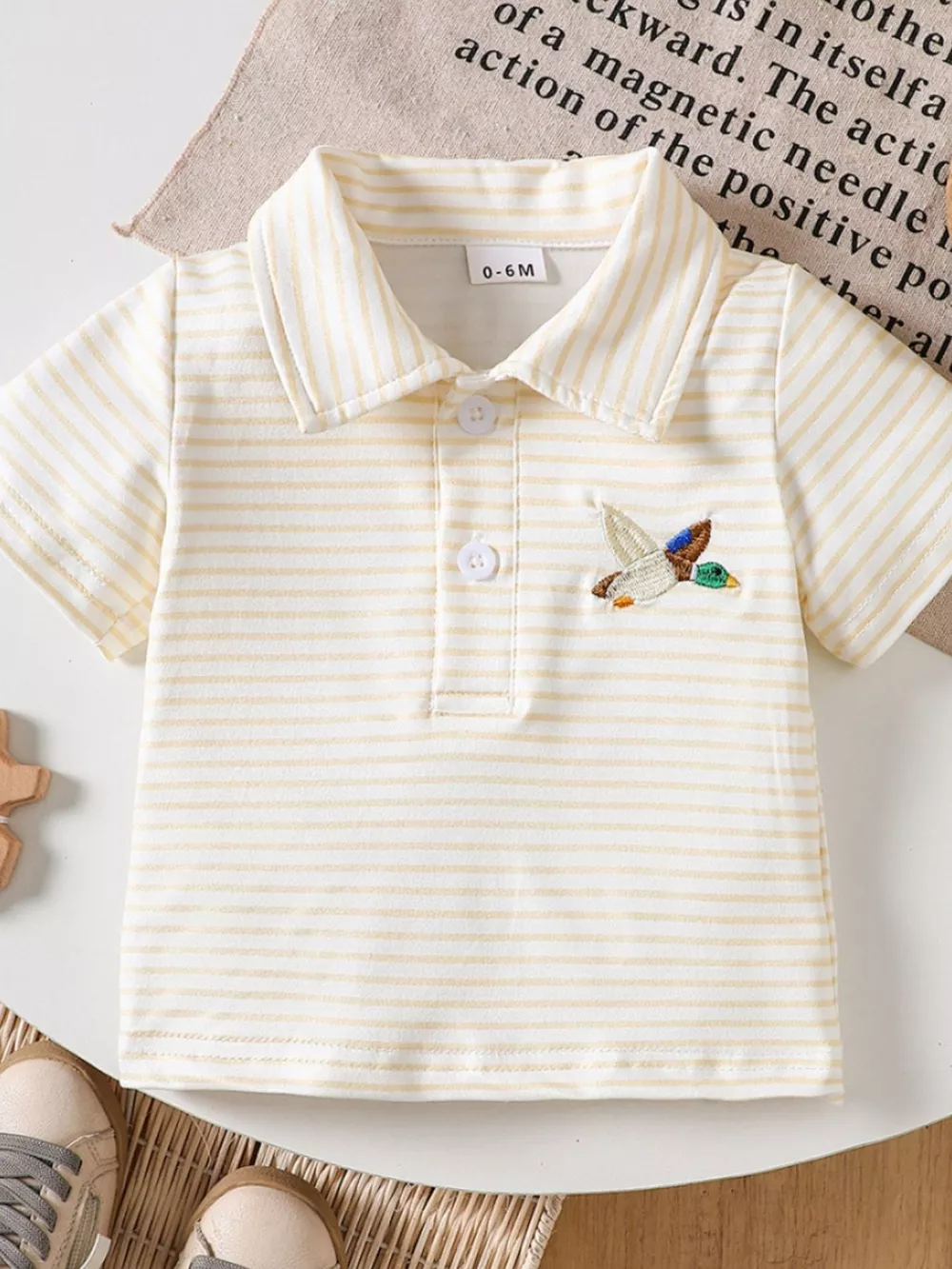 Children's Striped Embroidered Duck Polo, image 10