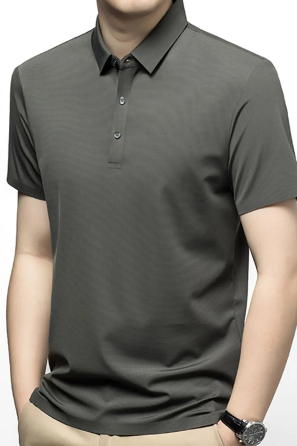 Men's Plus Size Button Detail Short Sleeve Polo, image 3