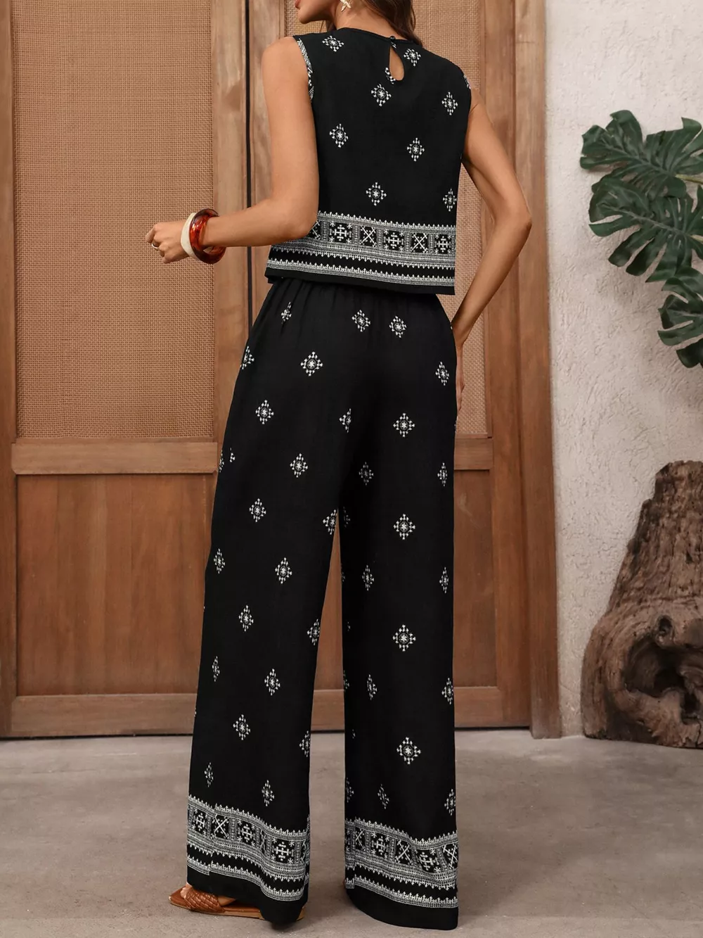 Sleeveless Top and Wide Leg Pants Set, image 8