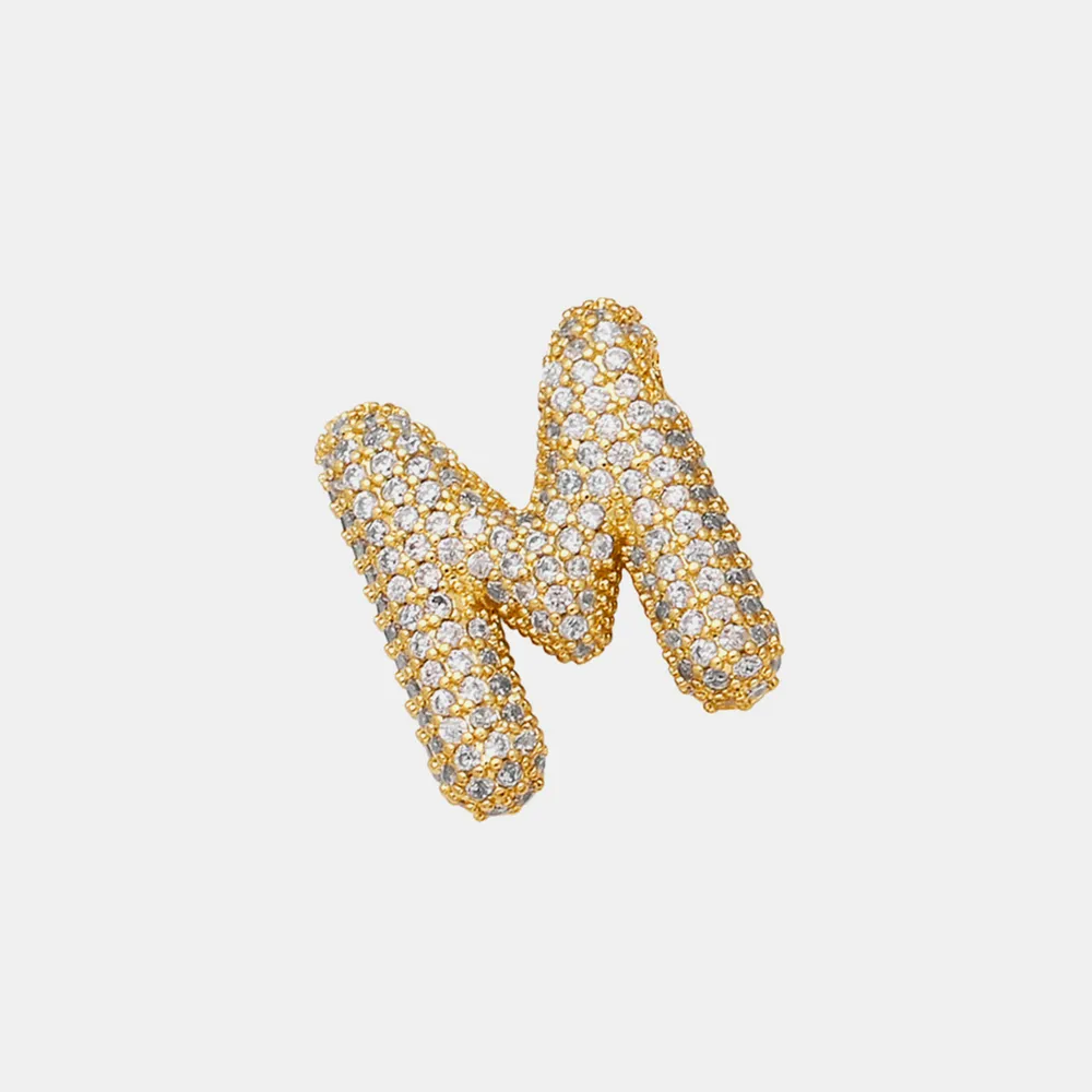 Inlaid Zircon Bubble Initial Necklace, image 4