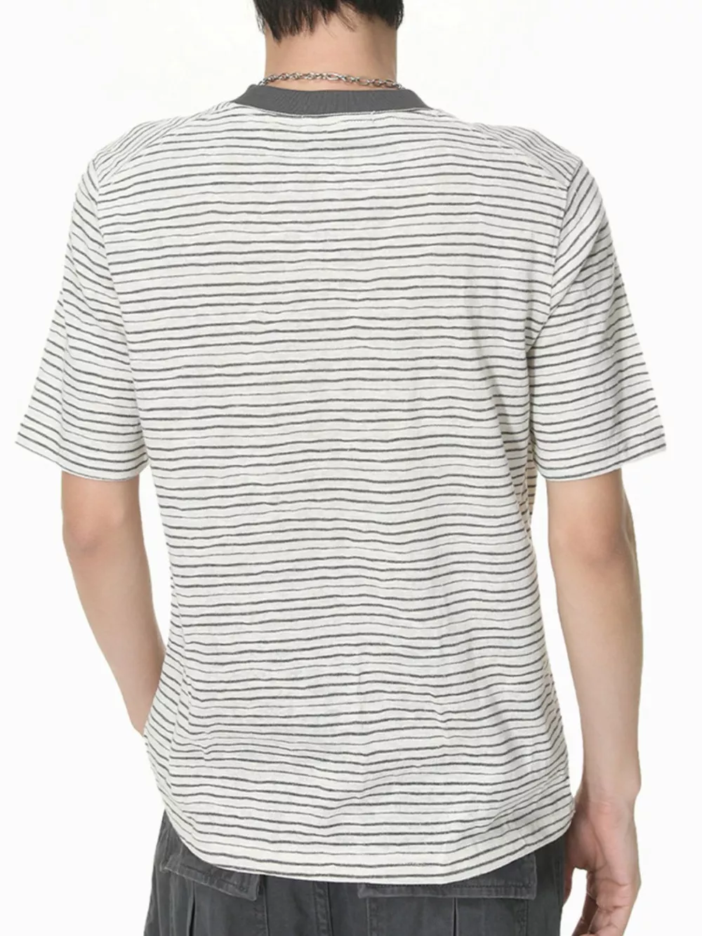 Men's Striped Crew Neck T-Shirt, image 2