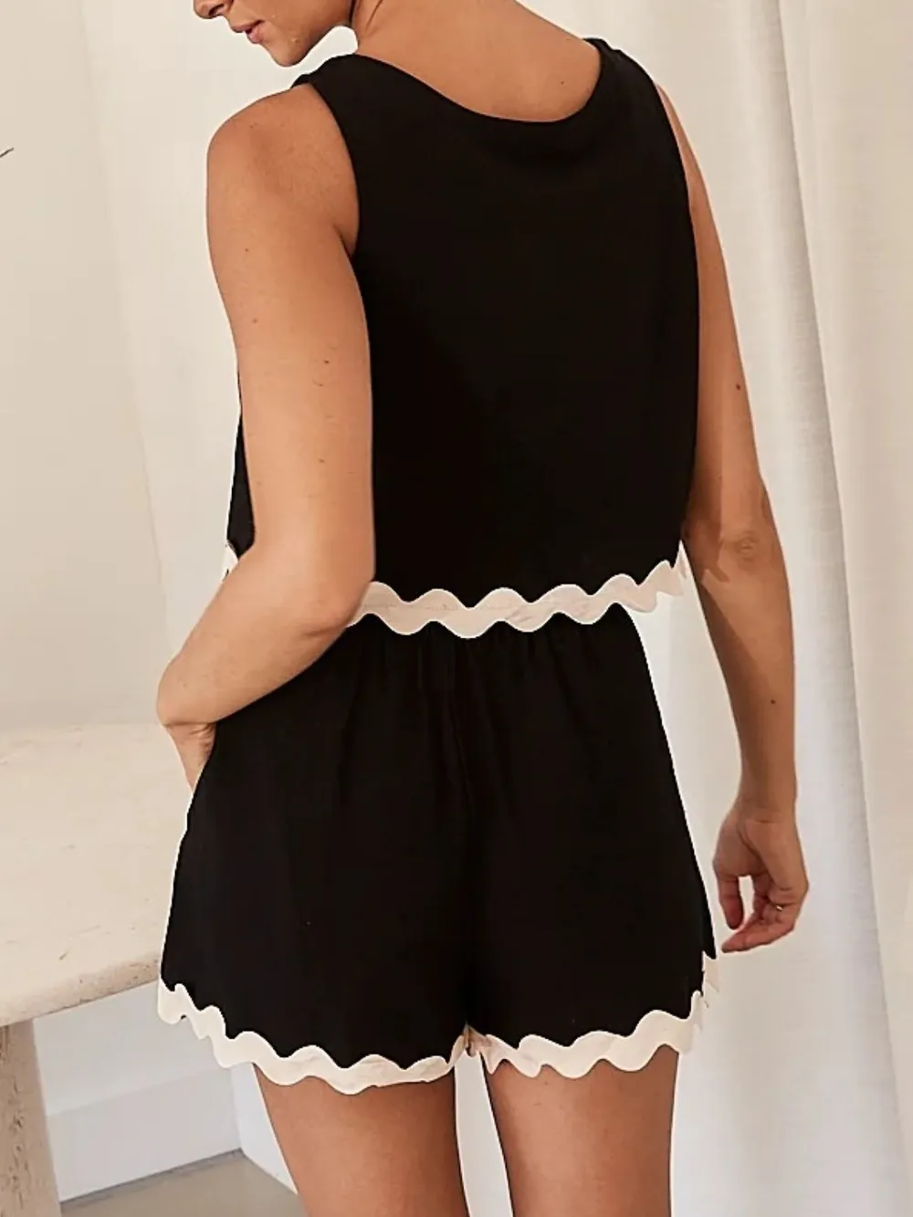 Contrast Trim Round Neck Tank and Shots Set, image 7