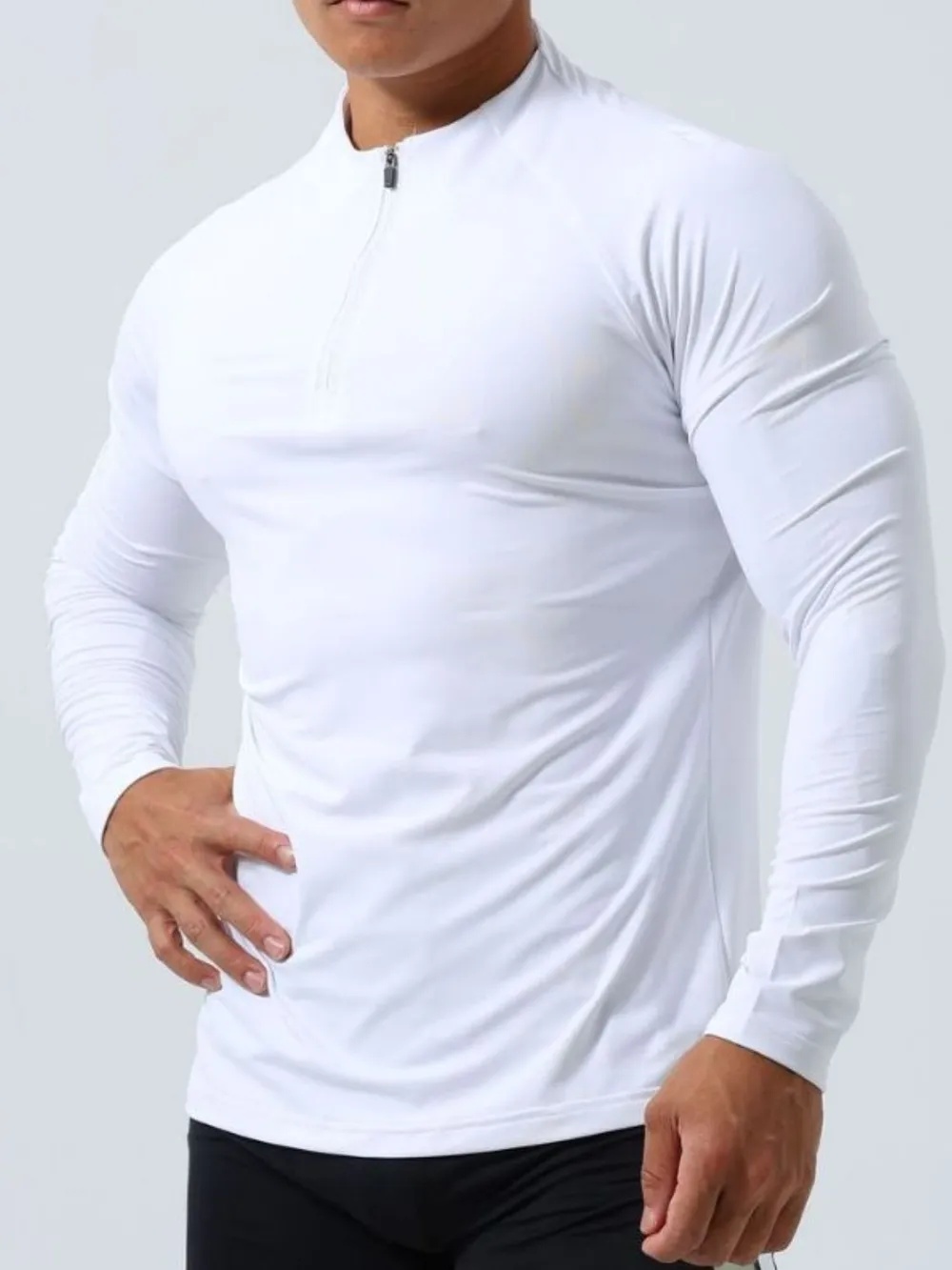 Men's Plus Size Quarter Zip Long Sleeve Top, image 4