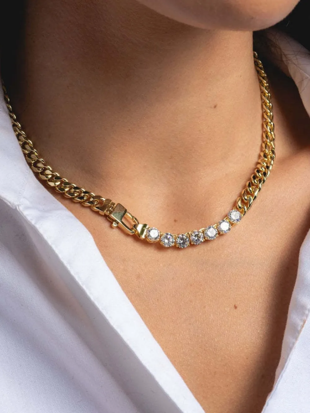 18K Gold-Plated Zircon Necklace and Bracelet Jewelry Set, image 5