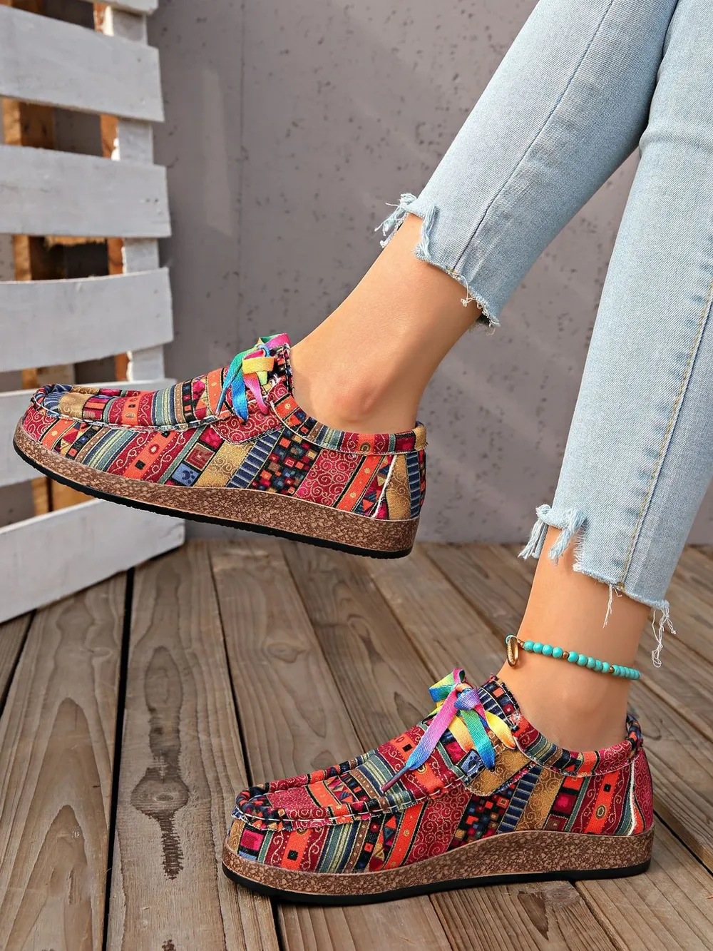 Printed Lace Up Sneakers, image 5