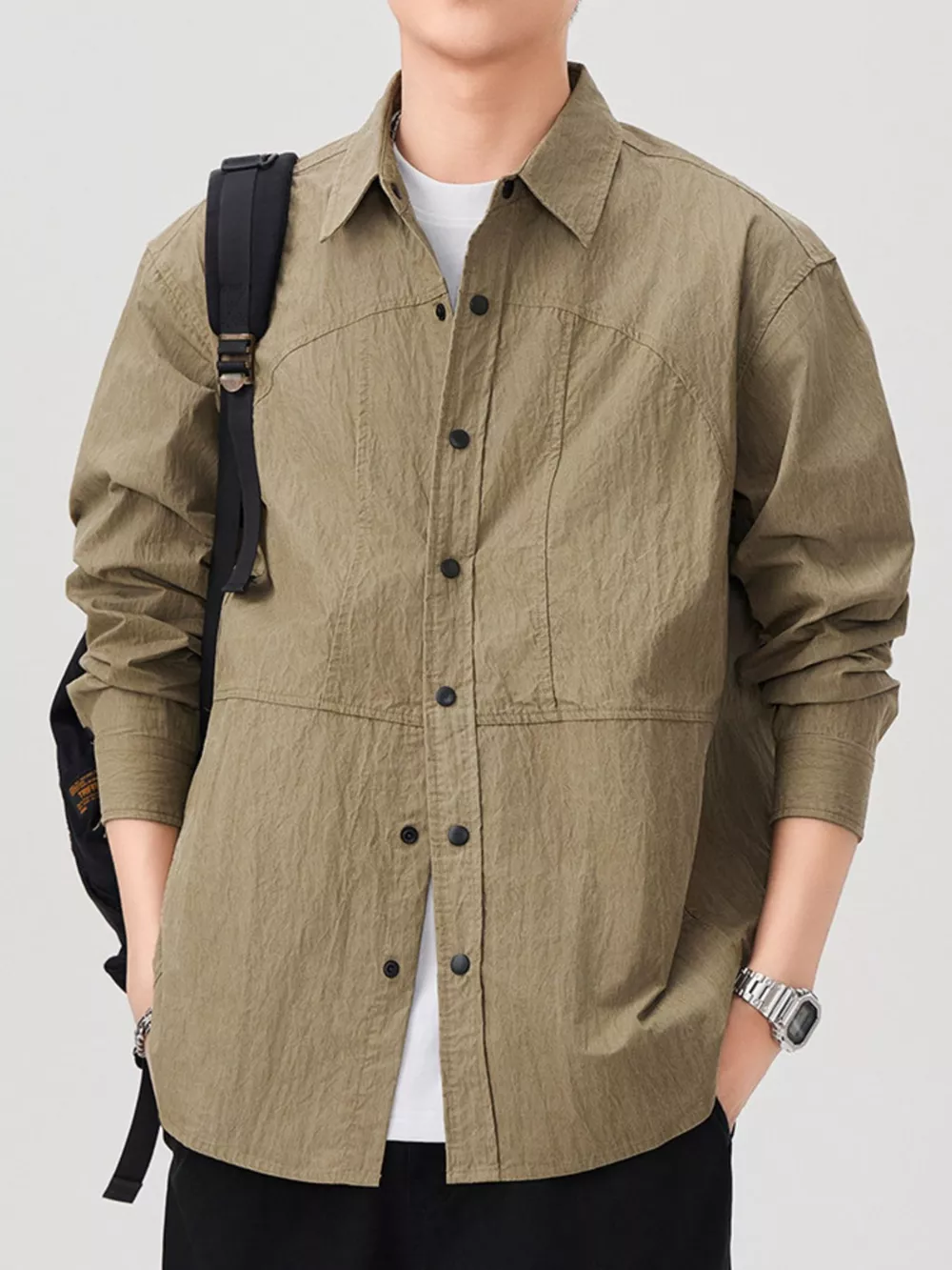 Men's Plus Size Button Up Long Sleeve Shirt, image 5