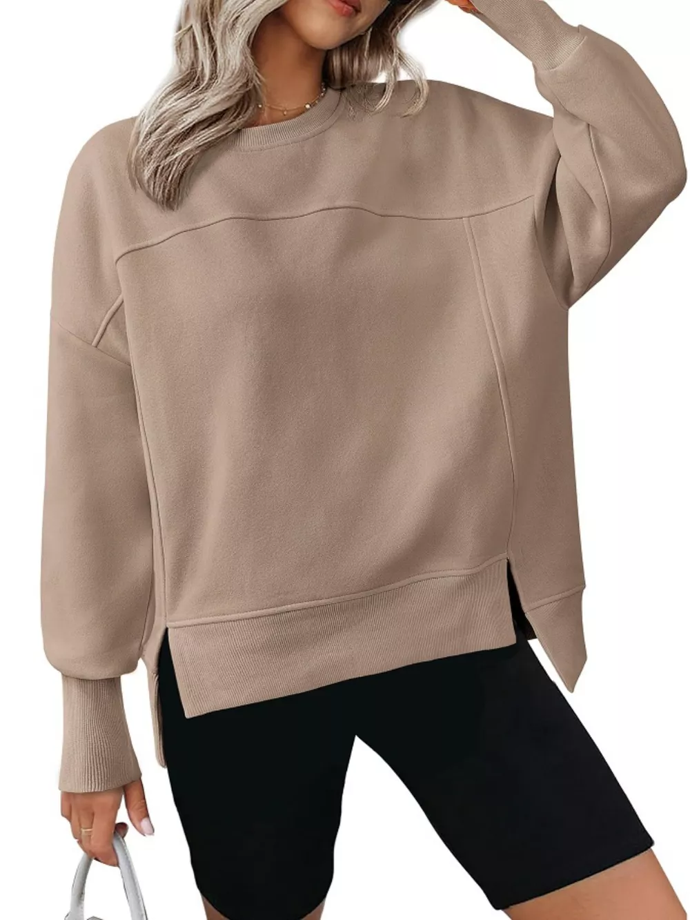 Casual Loose Side Slit Sweatshirt, image 29