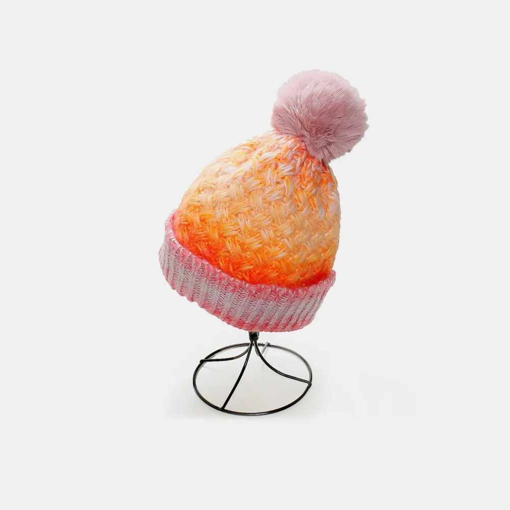 Gradient Knit Hat with Pompom, image 2
