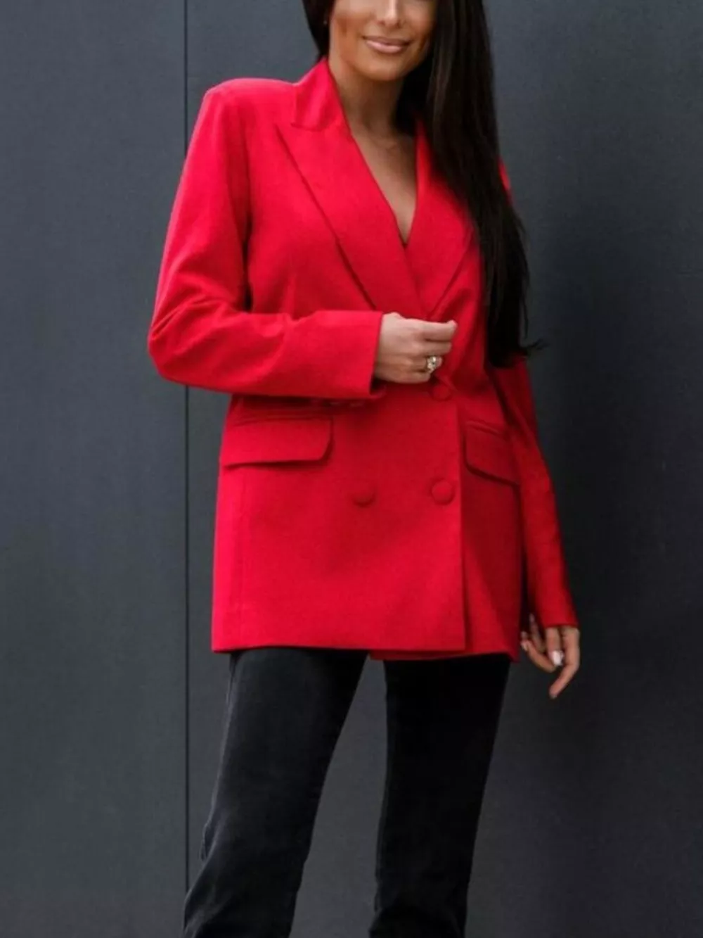 Lapel Collar Long Sleeve Blazer, image 11