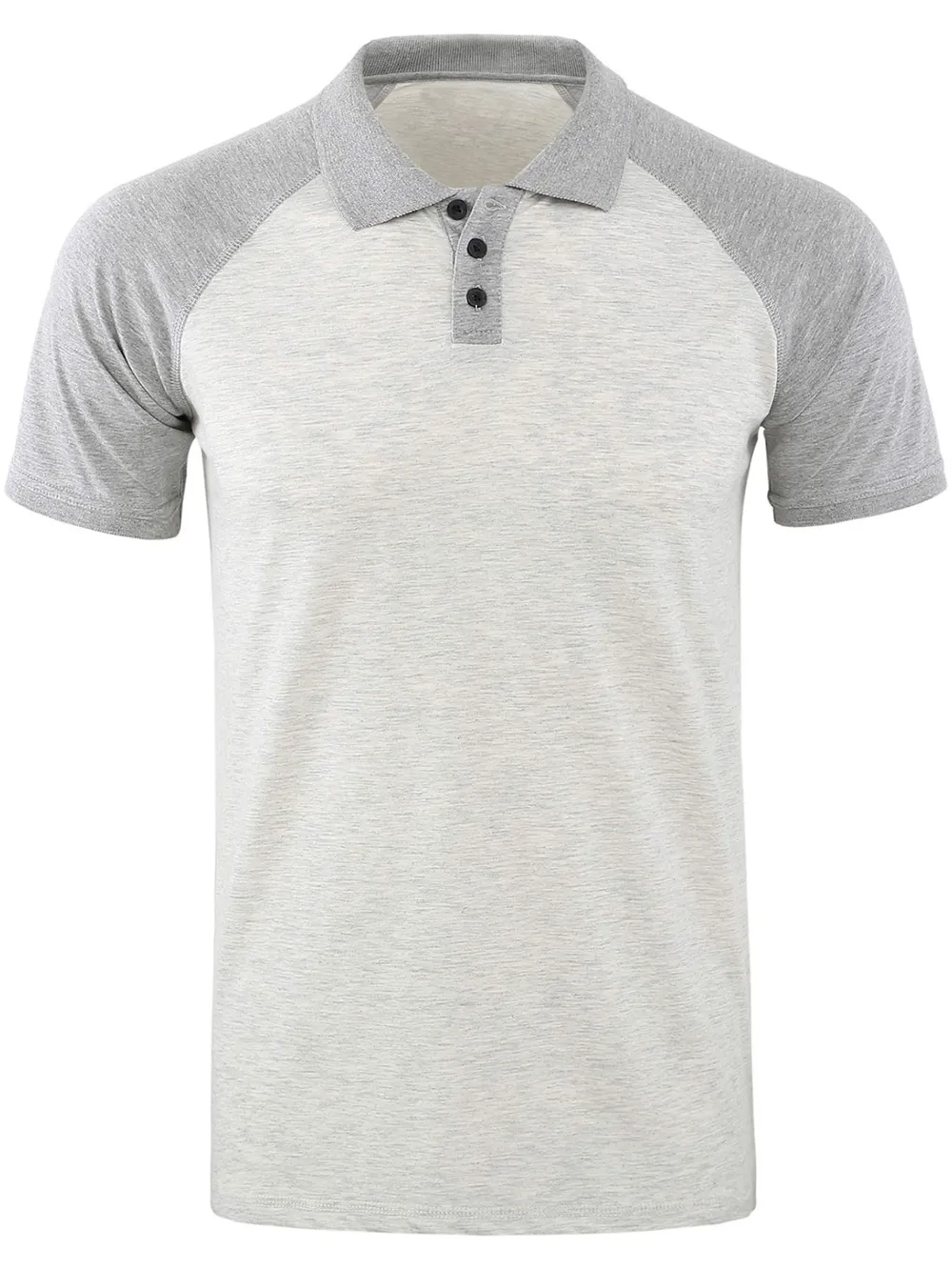 Men's Casual Raglan Sleeve Two-Tone Polo Shirt, image 2