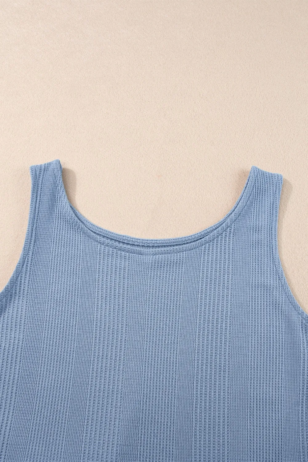 Color Ribbed Ruffle Tank Top and Pants Set, image 12