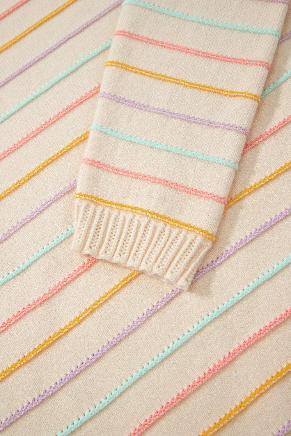 Stripe Colorful Stripes Crew Neck Knit Sweater, image 12