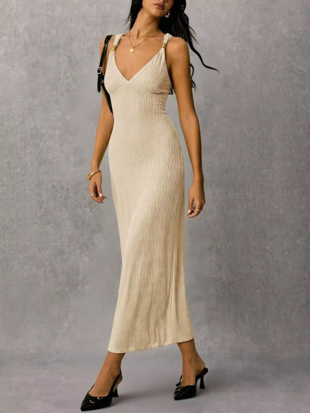 Sleeveless Ribbed Knit Midi Dress, image 22