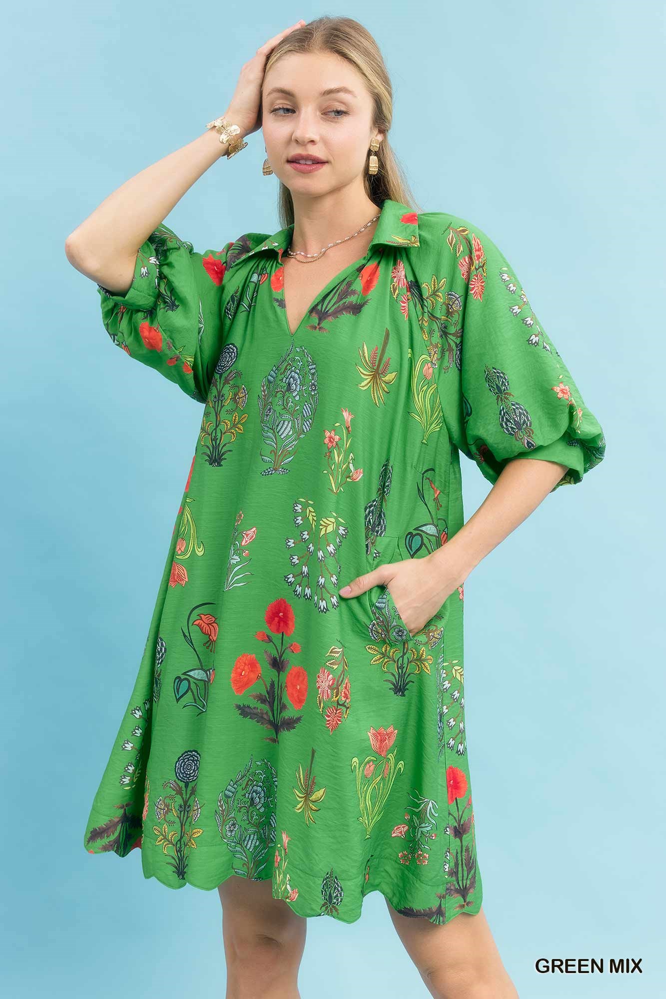Floral Encyclopedia Print Mini Dress