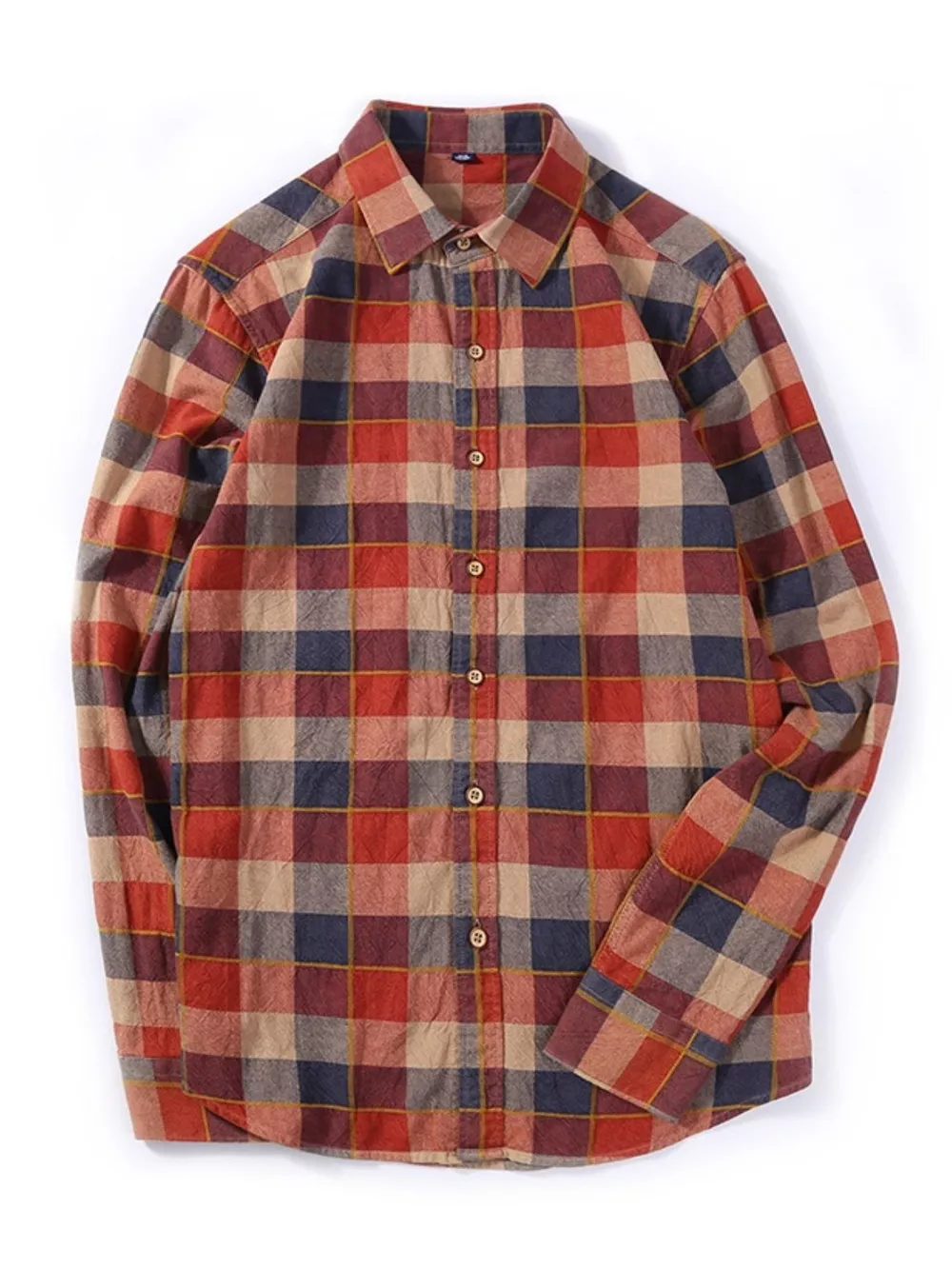 Men's Full Size Casual Plaid Long Sleeve Shirt Plus Size, image 5