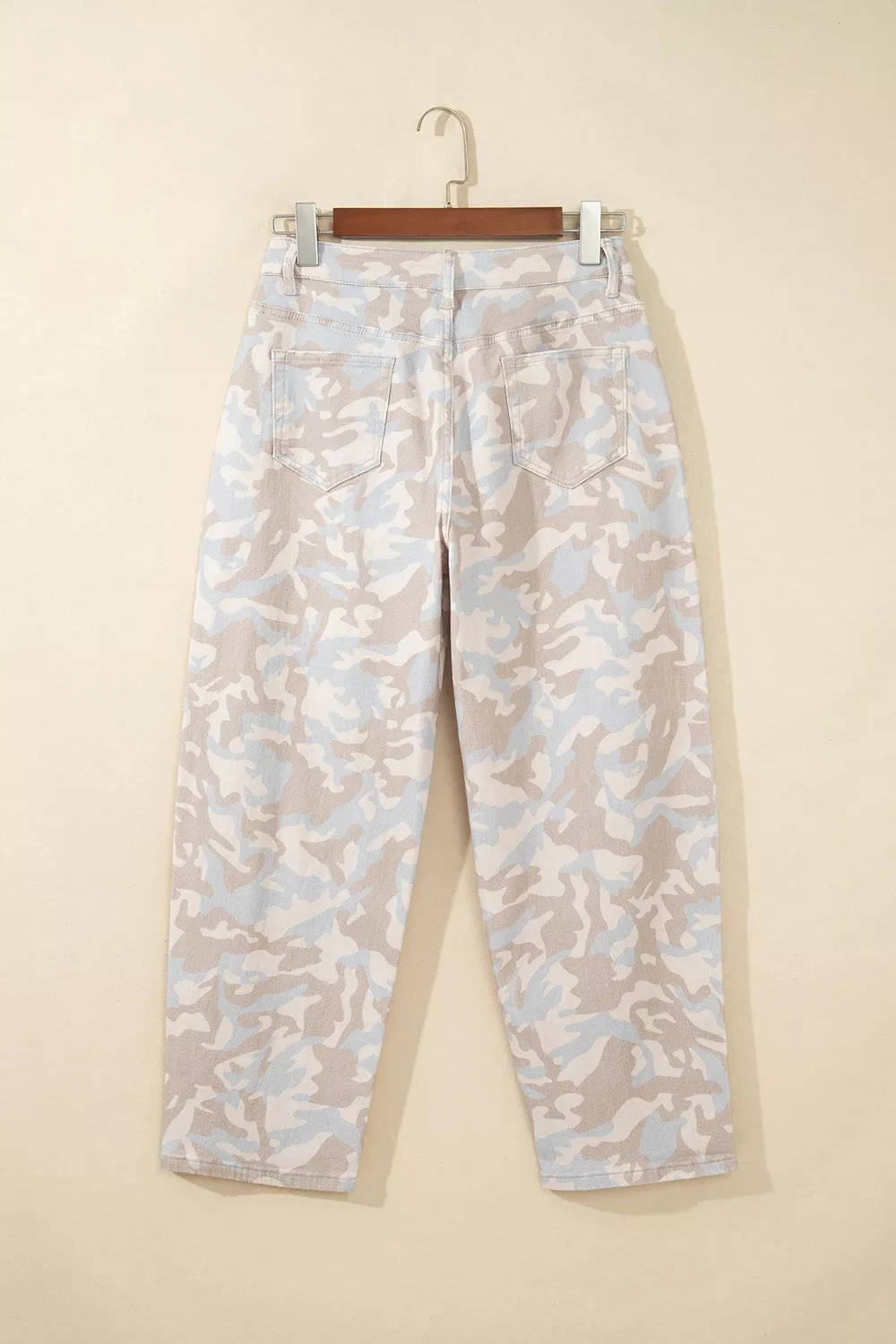 Camouflage Print Pocket Ankle-Length Barrel Jeans, image 9