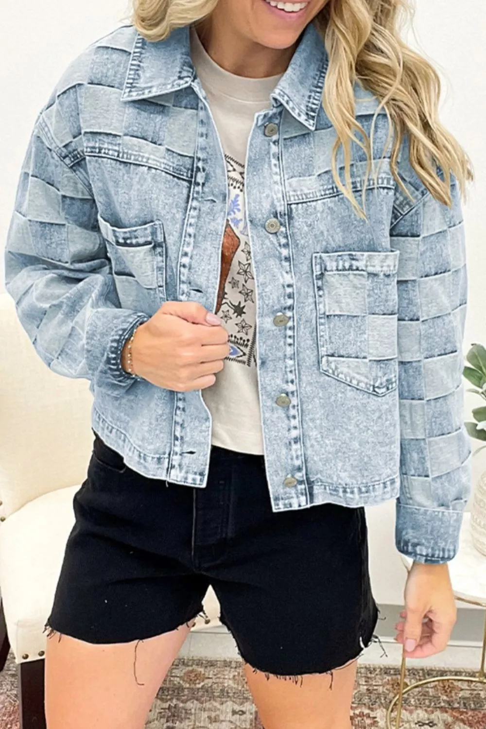 Button Up Wash Denim Jacket