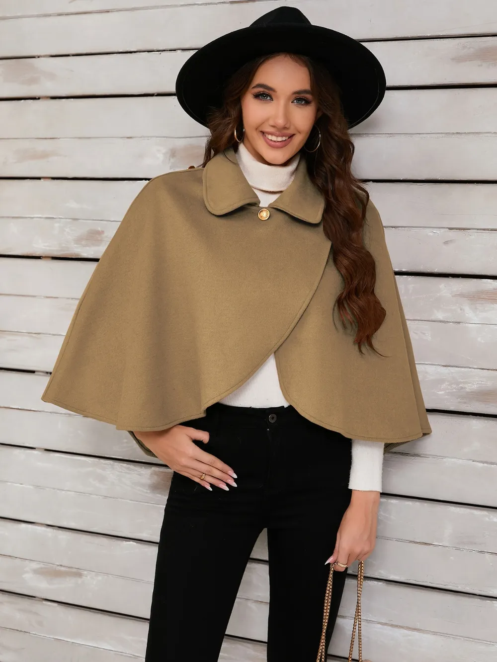 Collared Neck Cropped Cape, image 13
