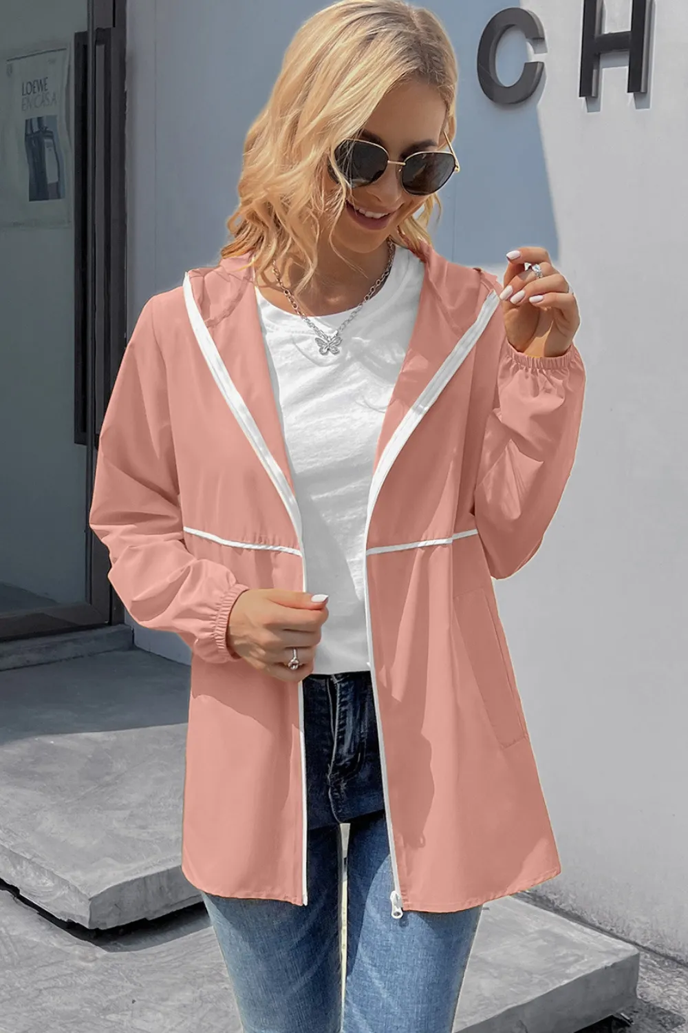 Zip Up Long Sleeve Hooded Watertight Jacket, image 11