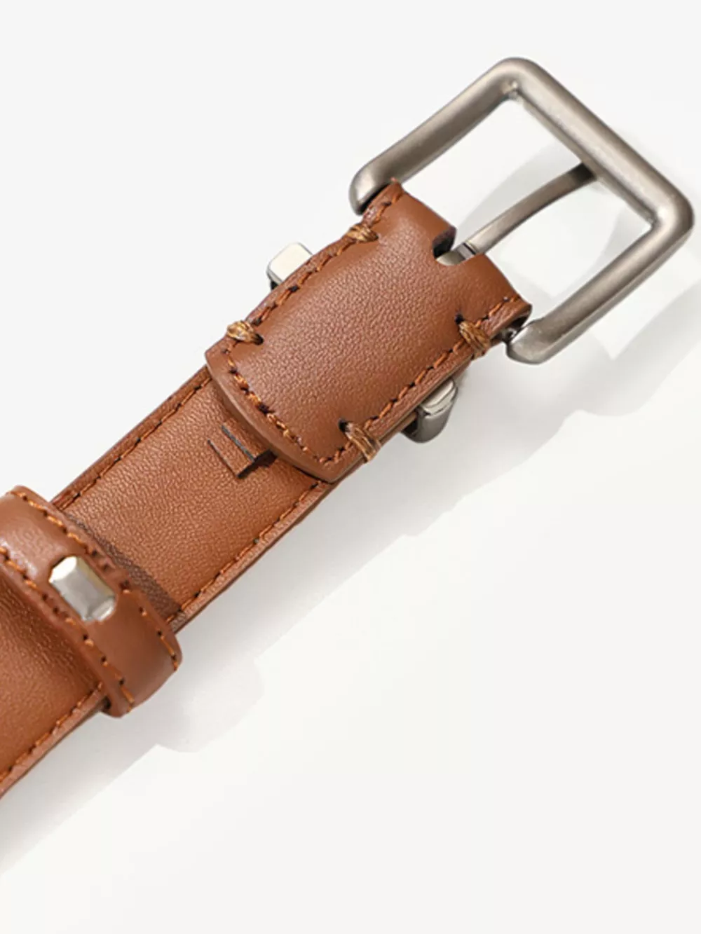 Classic Leather Belt with Square Buckle, image 4