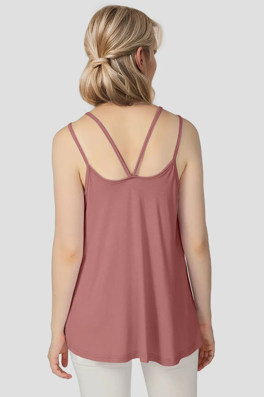 Bamboo Scoop Neck Double Spaghetti Straps Cami, image 17