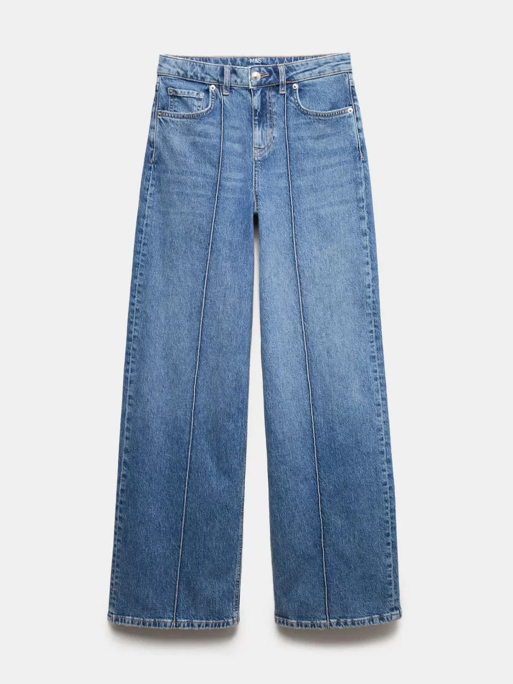 Wide Leg Jeans with Front Seam Detail, image 6