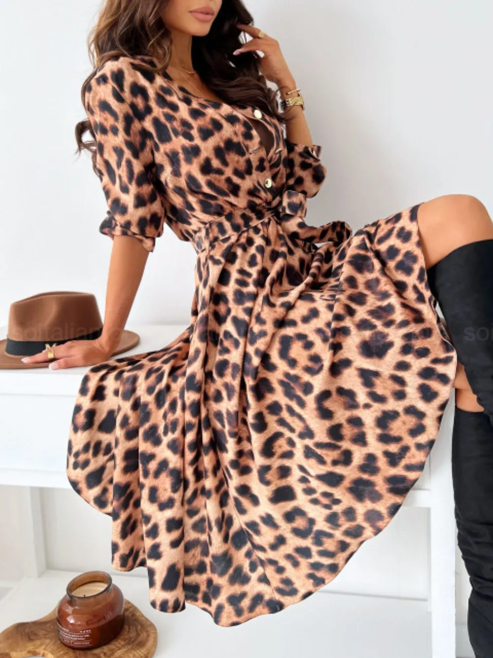Printed Tie Waist Midi Dress, image 28