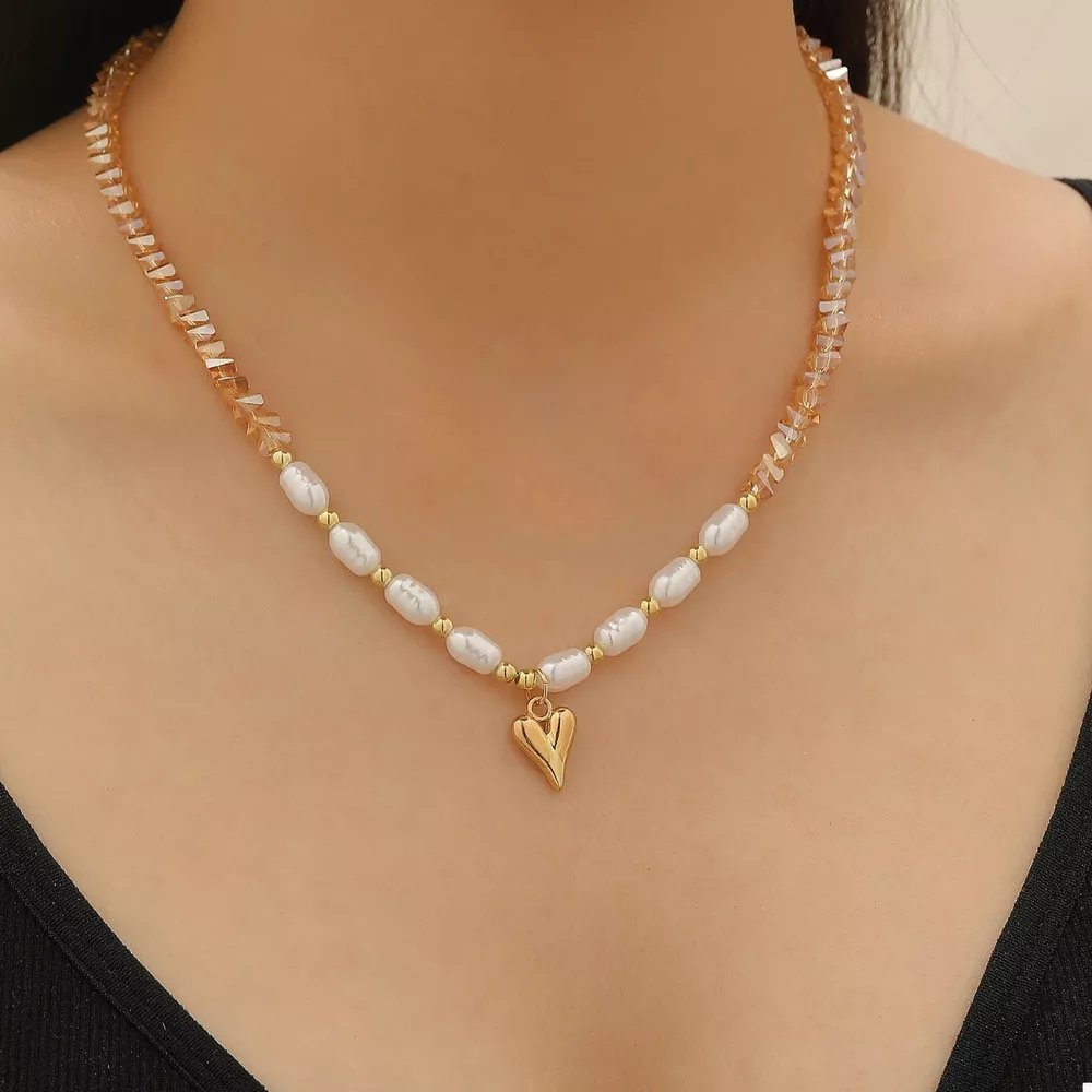 Pearl & Heart Pendant Necklace, image 6
