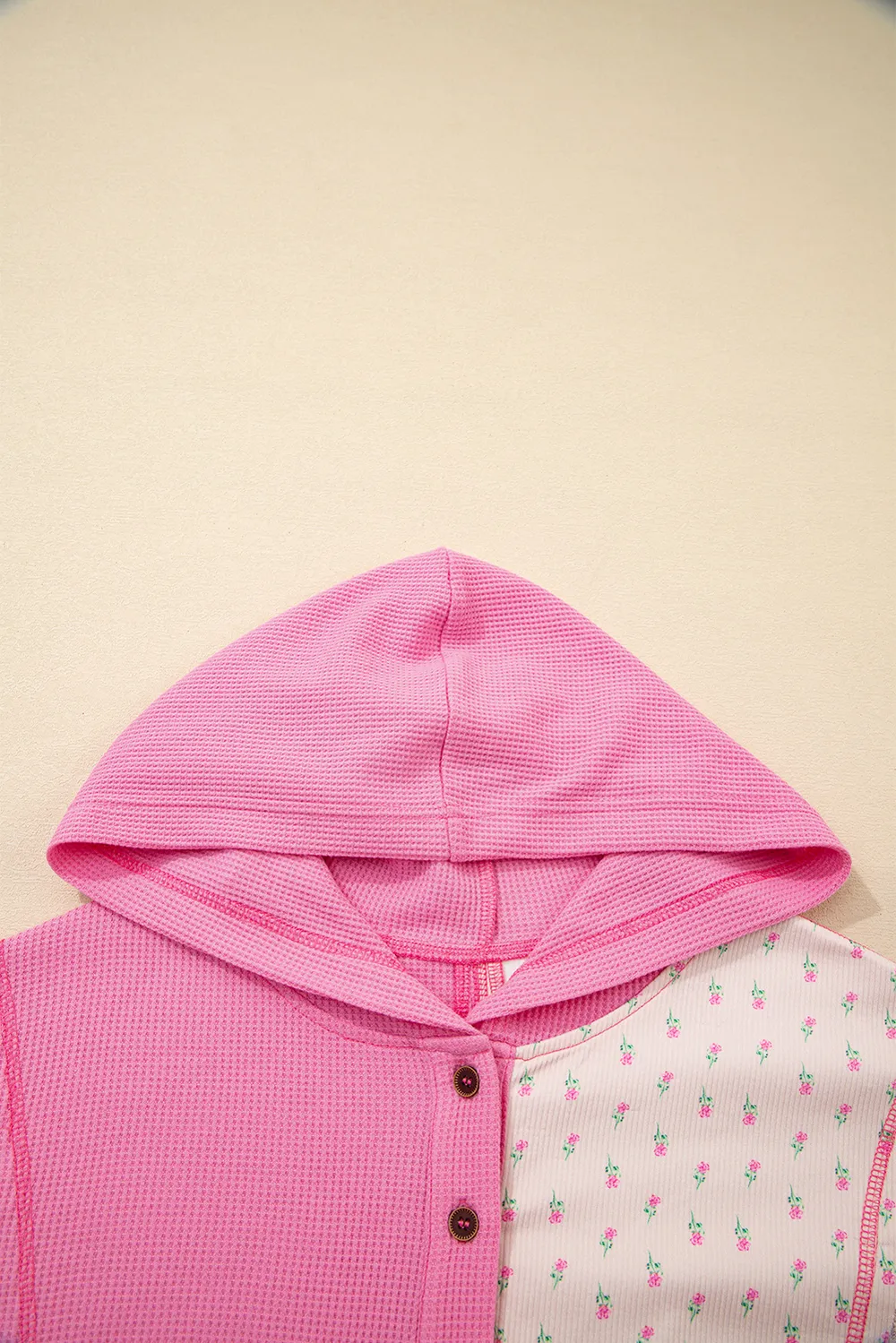 Color Block Button Detail Hoodie, image 5