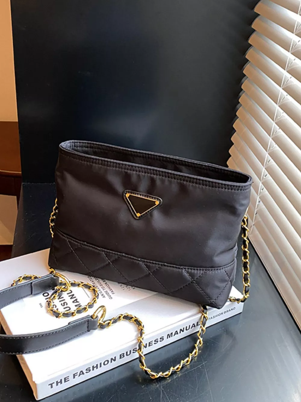 Quilted Crossbody Bag with Chain Strap, image 3