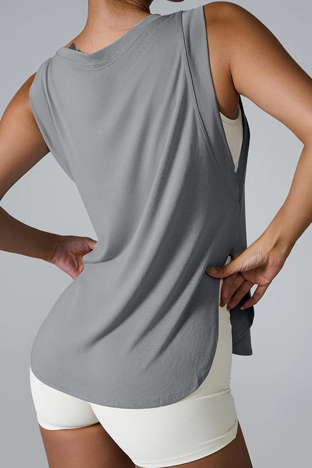 Slit Round Neck Active Tank, image 11