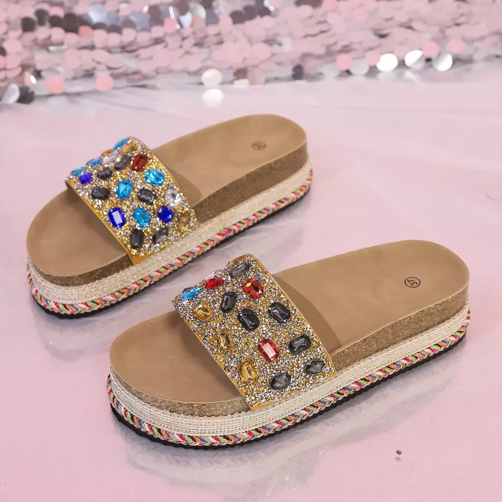 Rhinestone Open Toe Platform Sandals, image 8