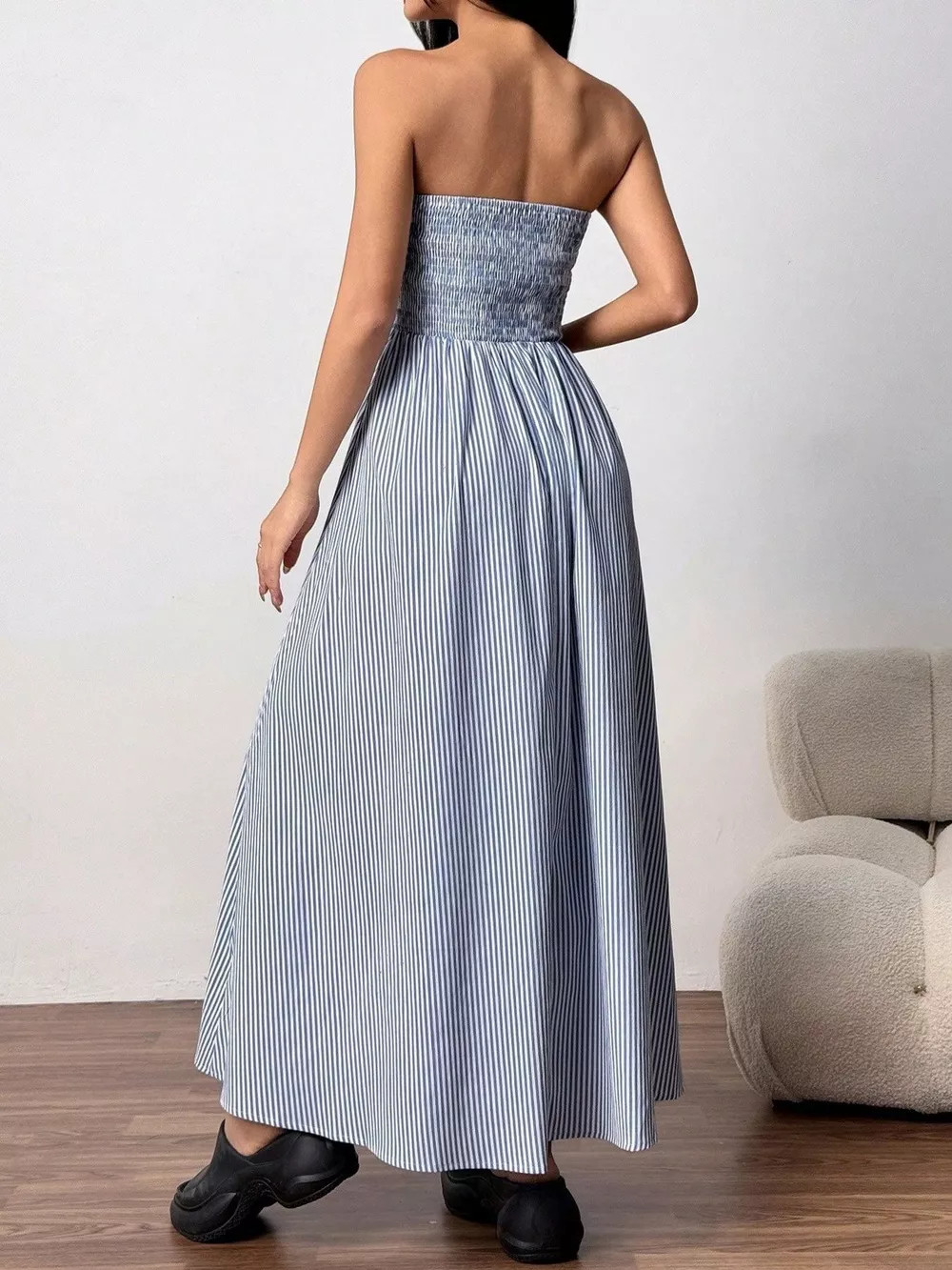 Striped Strapless Casual Maxi Dress, image 10