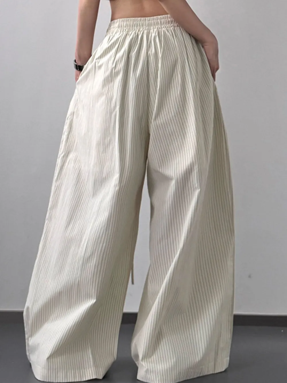 Striped Wide Leg Drawstring Pants, image 10
