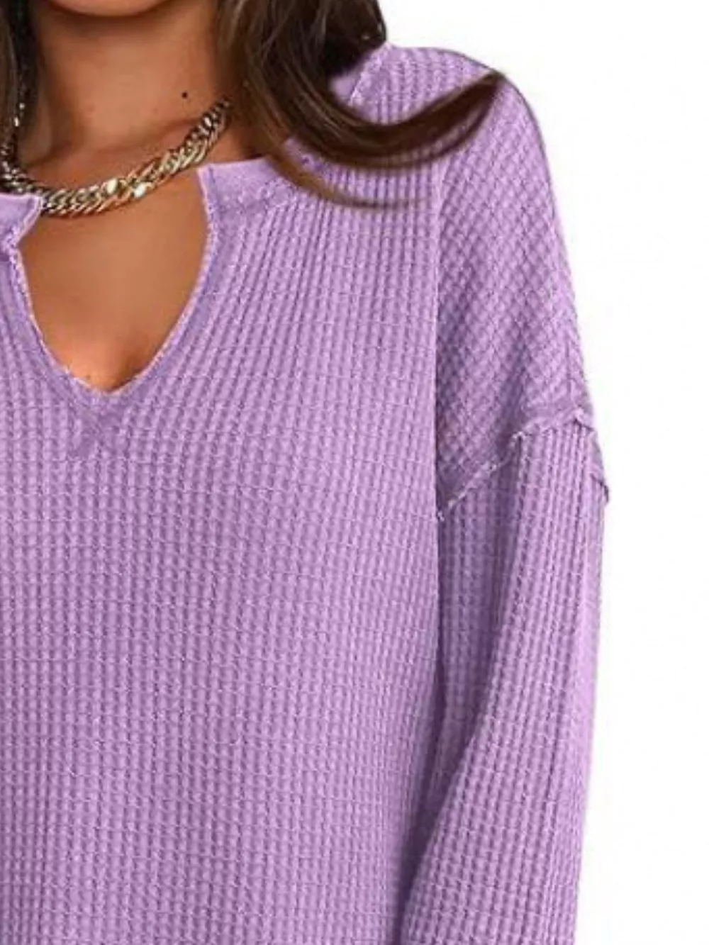 Waffle Knit Long Sleeve Sweatshirt, image 13