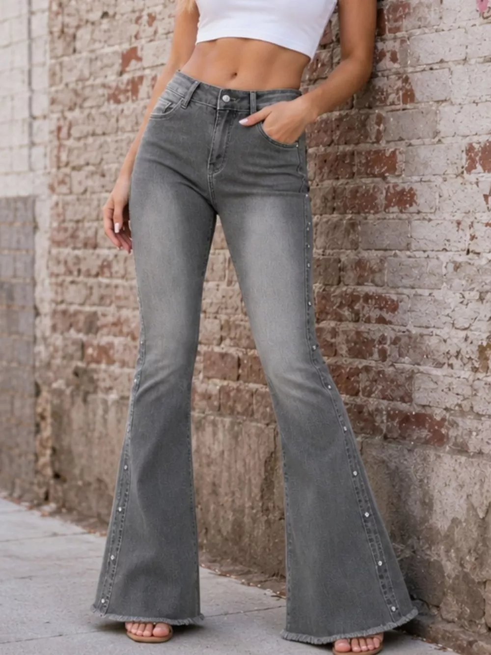 Plus Size High-Waisted Flare Jeans, image 2