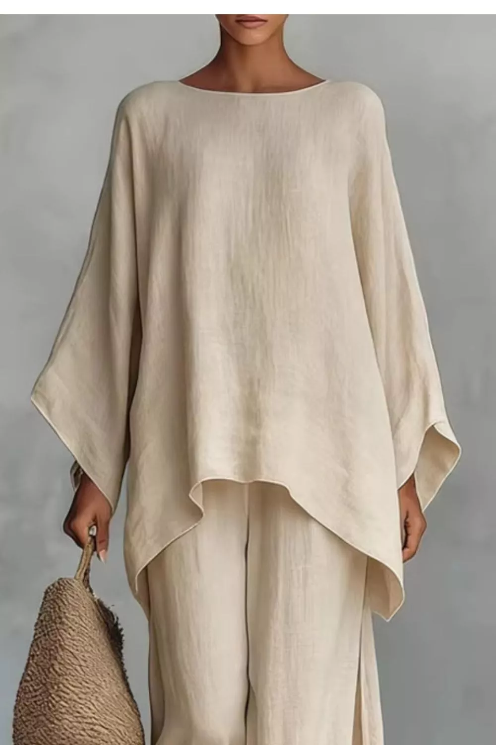 Solid Color Long Sleeve Top and Wide Leg Pants Set, image 12