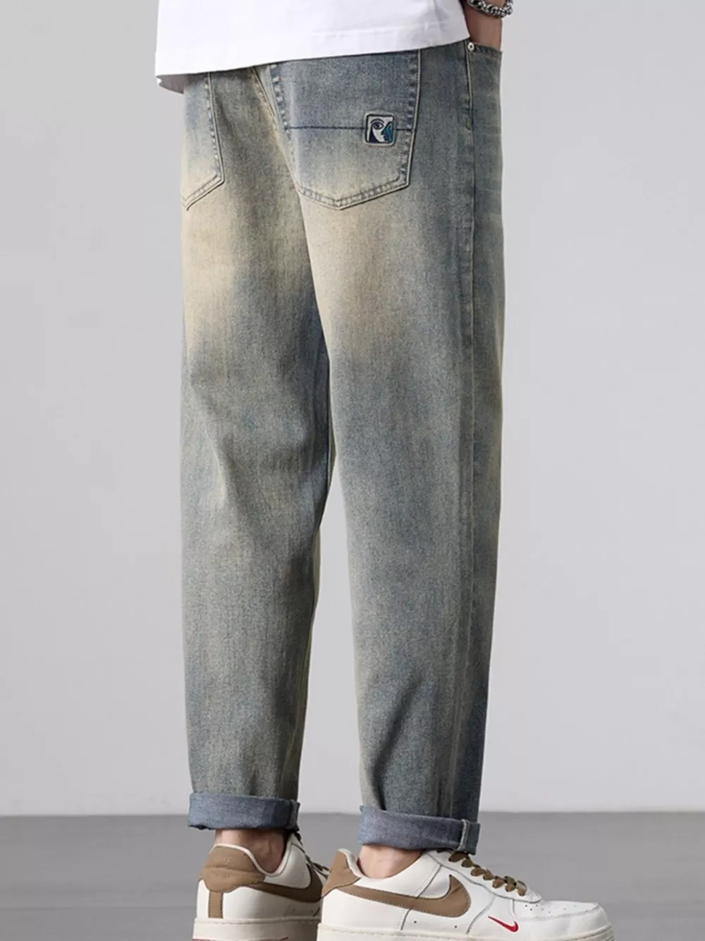 Men's Wash Straight Leg Jeans, image 7