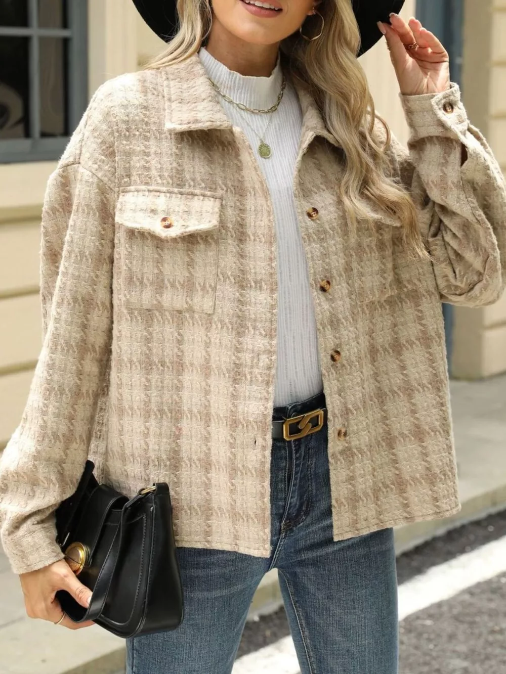 Plaid Button Up Long Sleeve Jacket, image 24