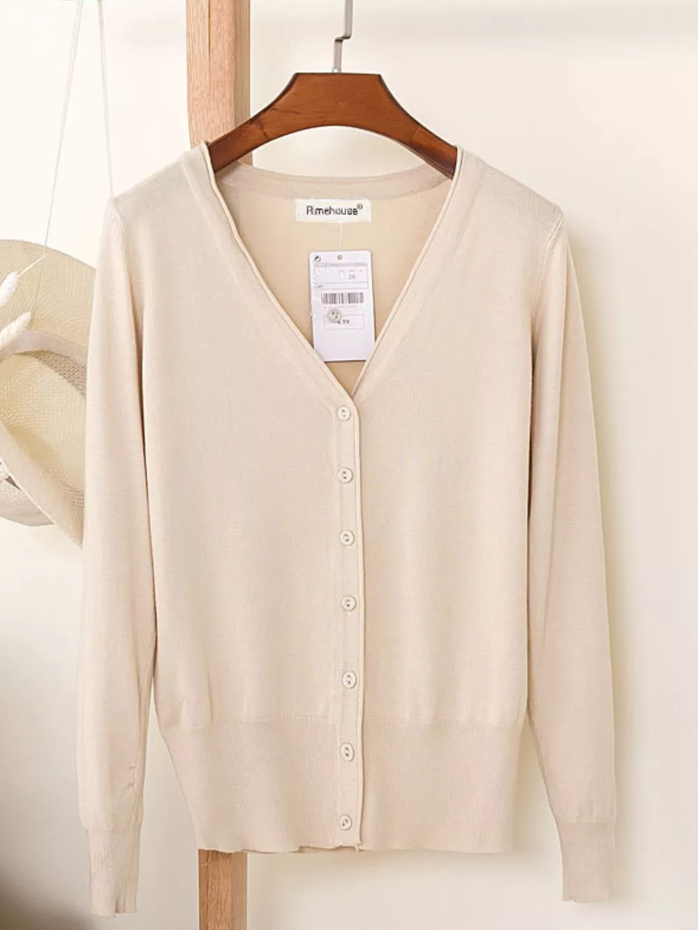 Classic V-Neck Button-Down Knit Cardigan, image 12