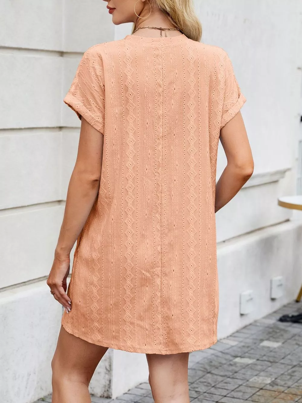 Eyelet Round Neck Casual Mini Dress, image 28