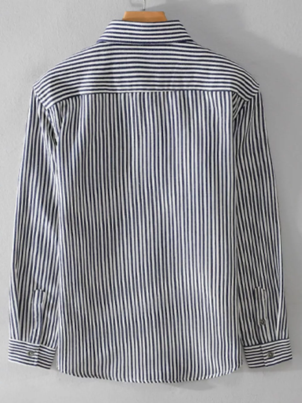 Men's Plus Size Striped Button Up Long Sleeve Shirt, image 3