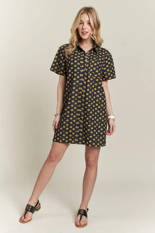 Floral Button-Up Mini Denim Dress, image 5