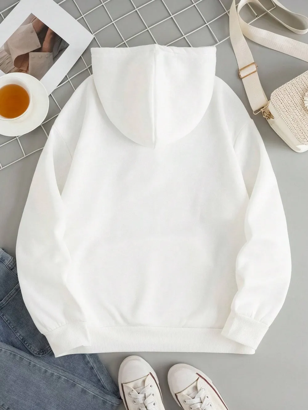 Drawstring Dropped Shoulder Hoodie, image 25