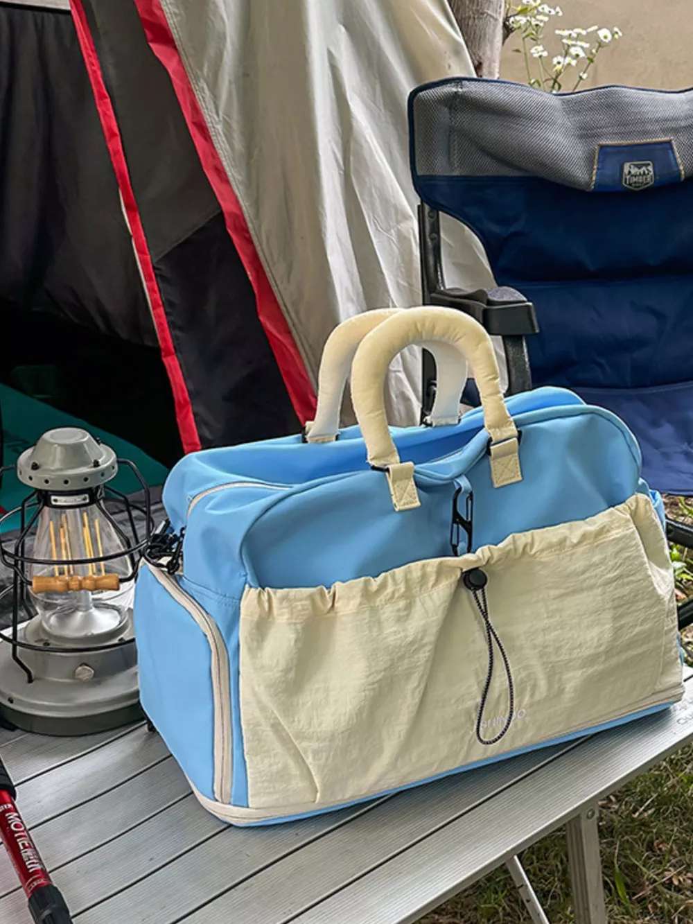 Drawstring Color Block Travel Bag, image 3