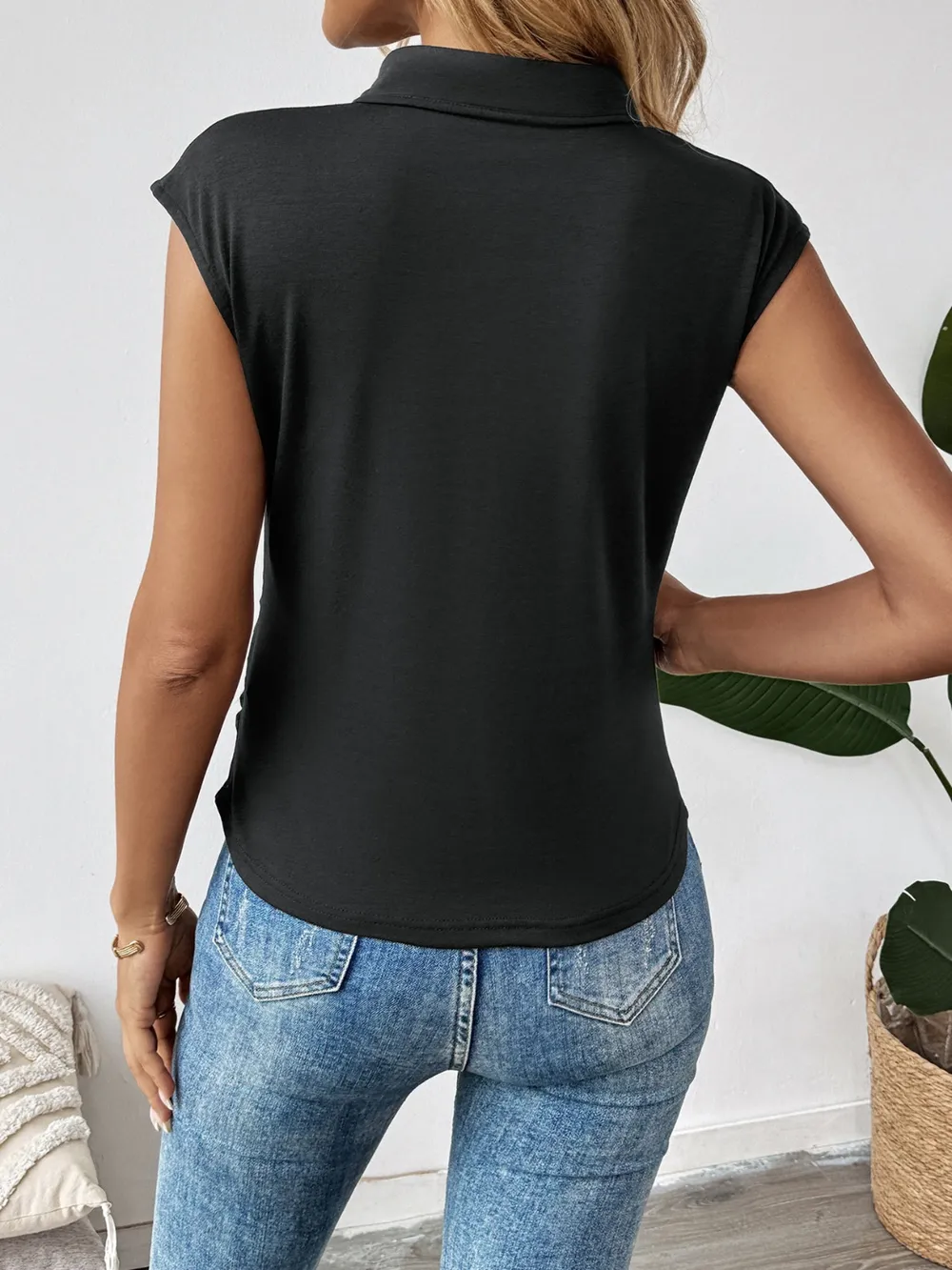 Floral Applique Keyhole Sleeveless Top, image 6